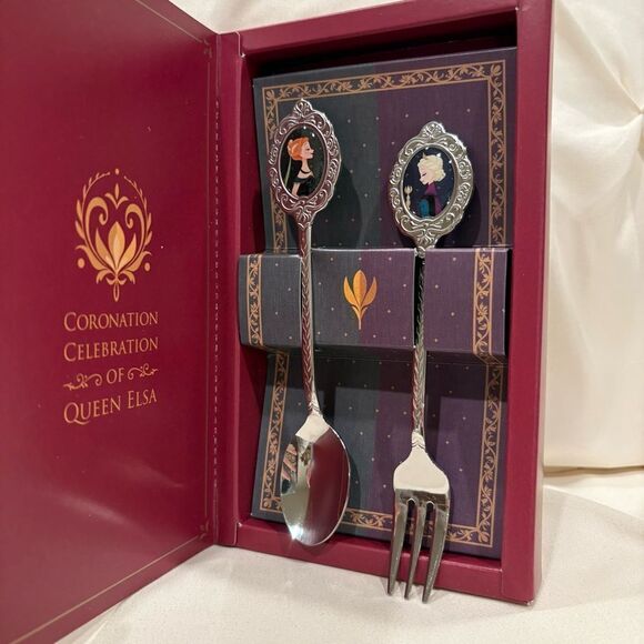 Tokyo Disney Sea Frozen Coronation Celebration Queen Elsa Spoon & Fork Set NEW - Picture 6 of 7